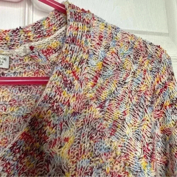 Time And True Cable  Knit Sweater V-Neck White/Multicoloured Size Large - Picture 3 of 16